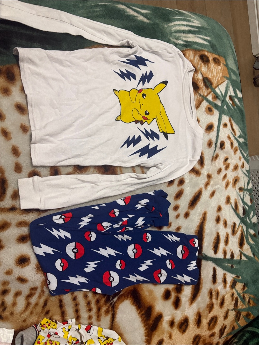 Bundle of (2) Pokemon Pikachu Pajama Set - White & Navy